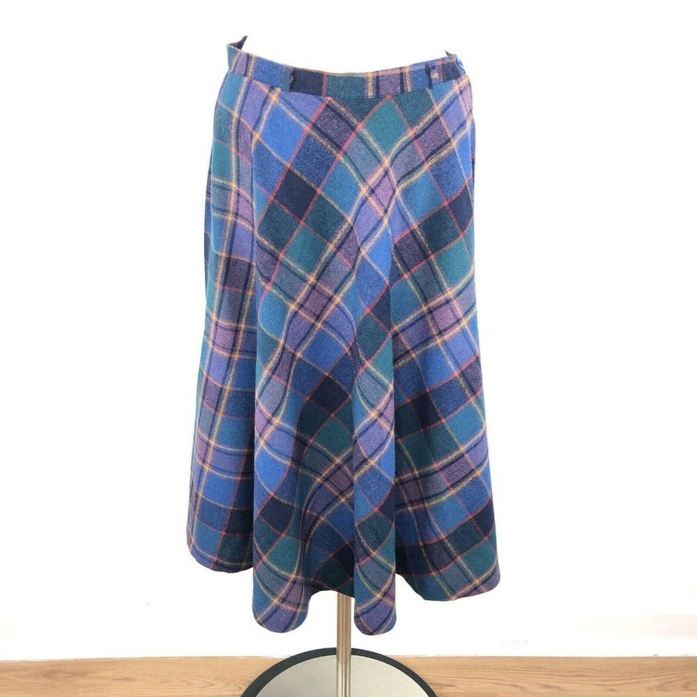 Vtg Present Co. Teal Pink Purple Yellow Plaid Wool